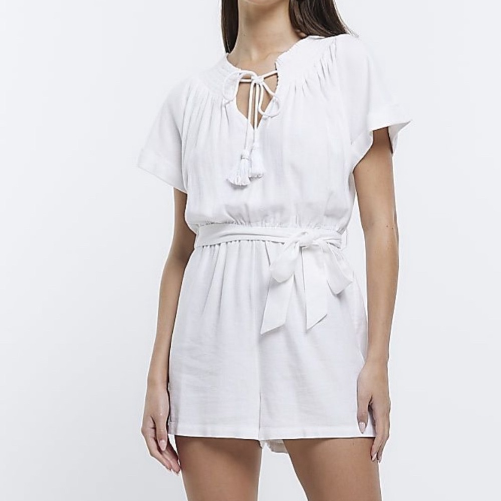 River Island White Trim Playsuit/Romper